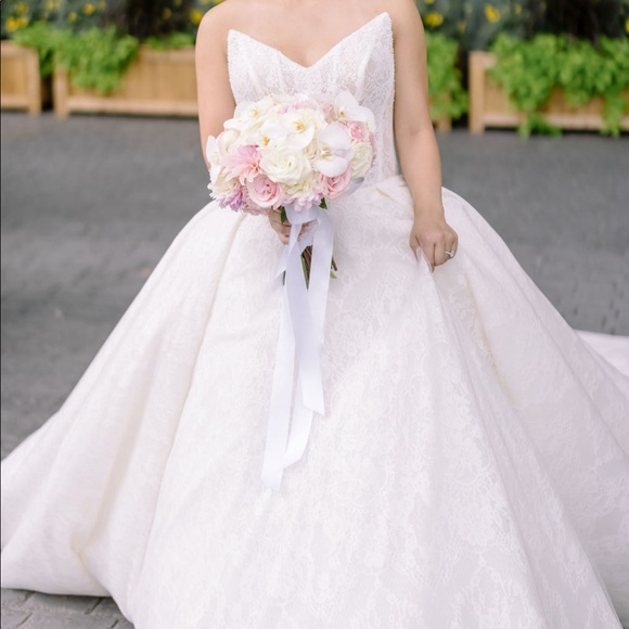 Long train A line wedding dress